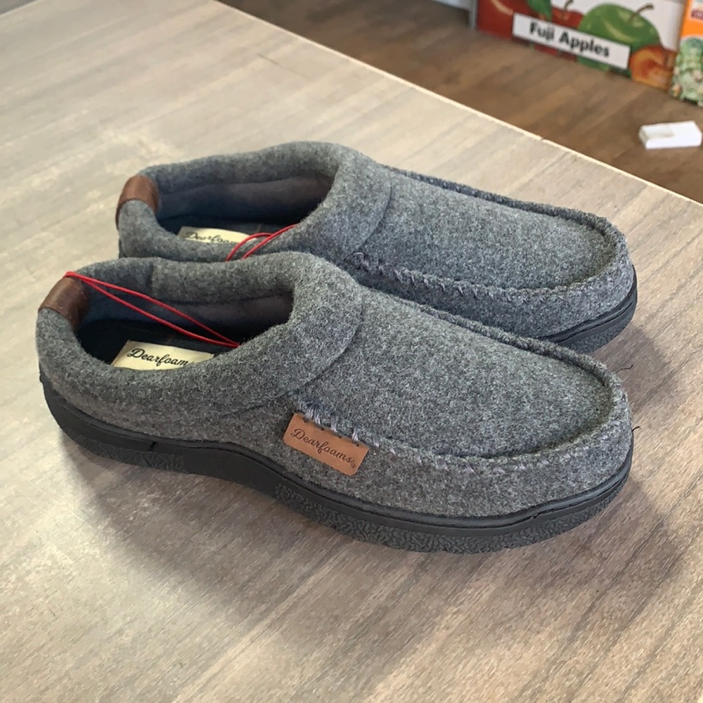 NWT 2020 Men’s Dearfoams Indoor Outdoor Slippers Gray Heather - Picture 3 of 7